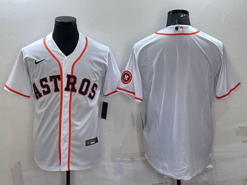 Men%27s Houston Astros Blank White With Patch Stitched MLB Cool Base Nike Jersey